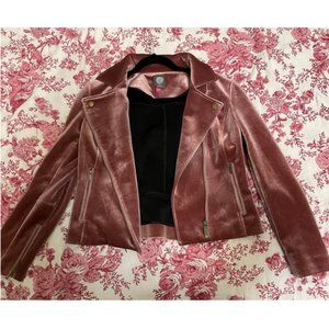 Vince Camuto Pink Velvet Moto Jacket (S)